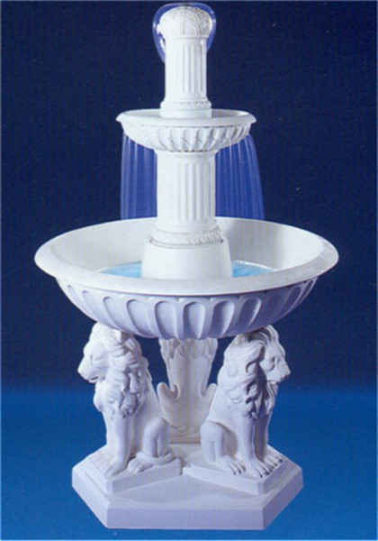 Carrara Marble Three Lions Fountain Made in Italy Sculpture